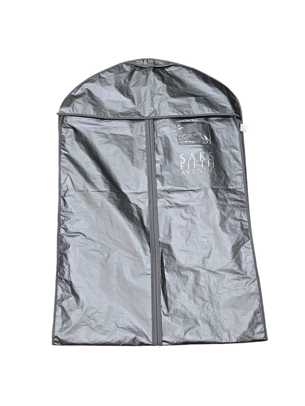 Saks Fifth Avenue Gray Plastic Garment Clothes Zip Fold Up Storage Bag